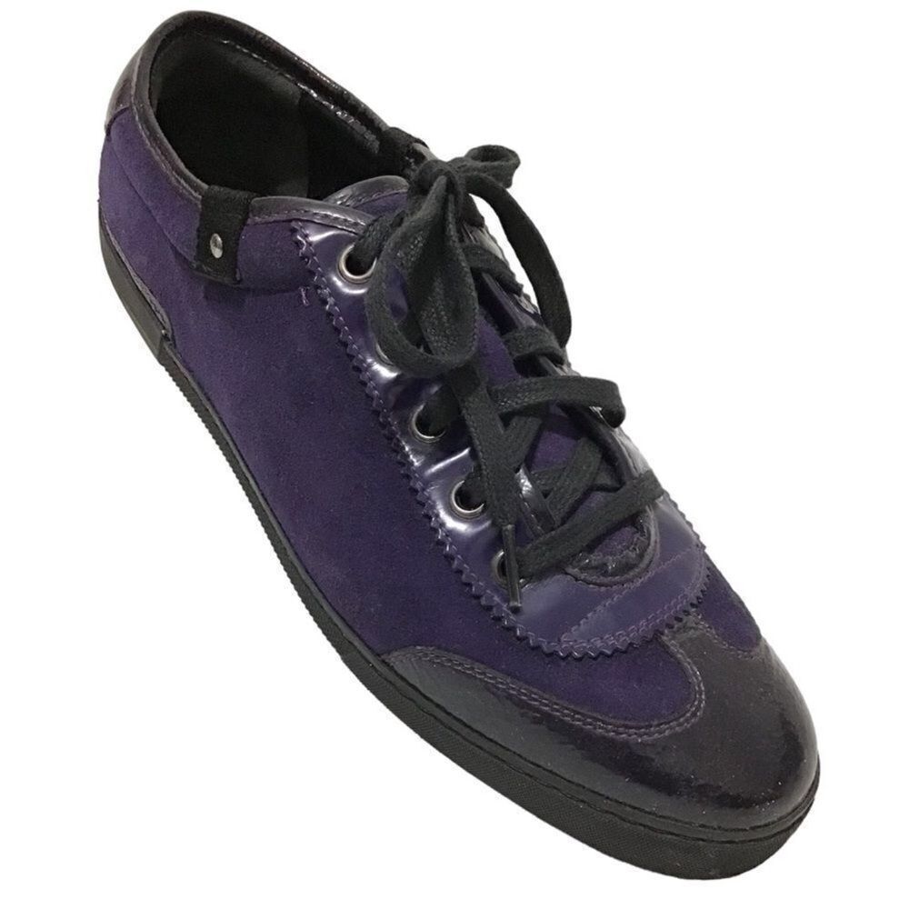 GUCCI Purple Suede Low Top Lace Up Sneakers Size 7 1/2